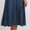 Women The Secret Closet Denim | Ichi Lambrey Skirt In Dark Blue