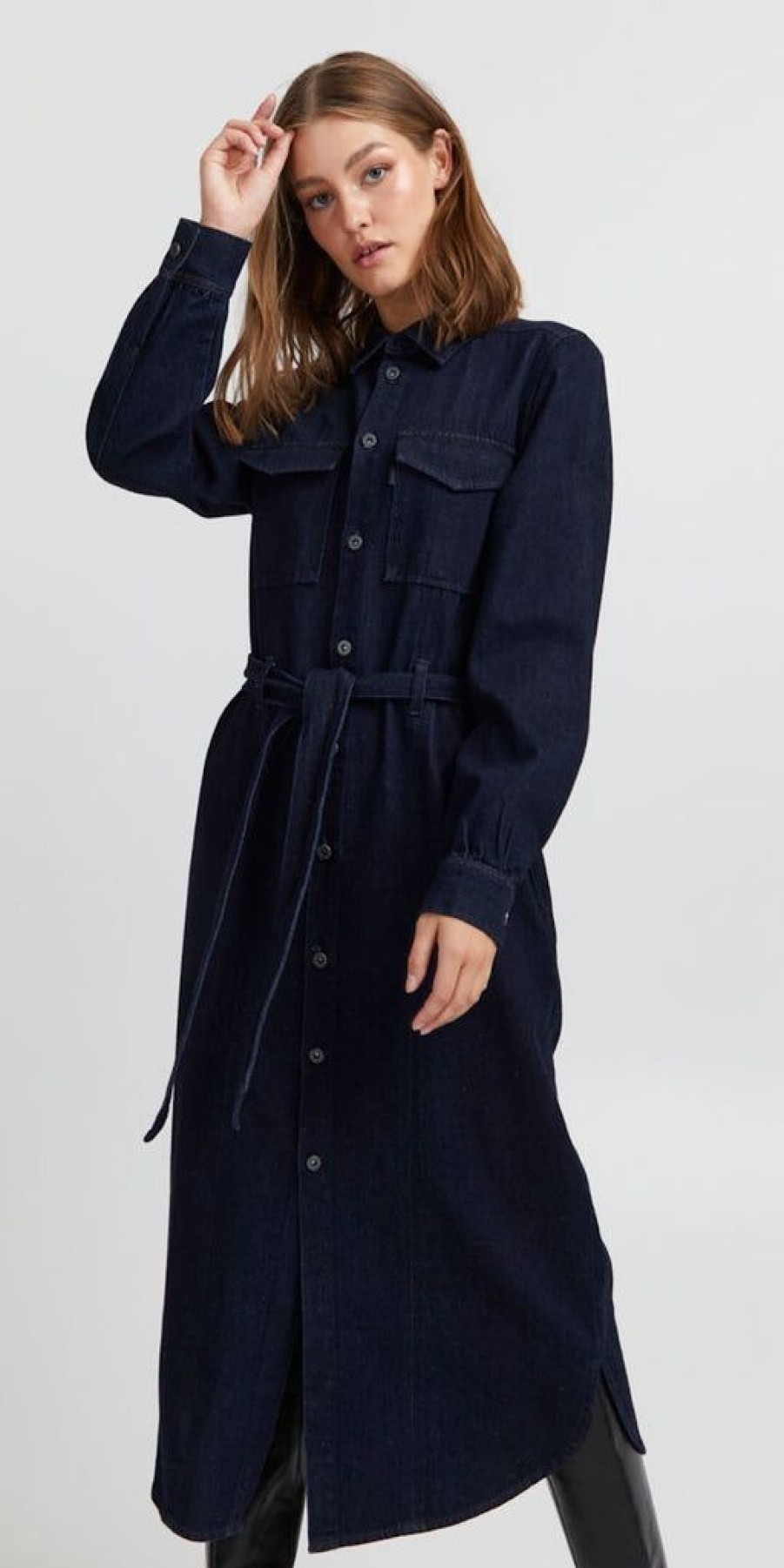 Women The Secret Closet | Pulz Rosia Denim Dress In Dark Blue