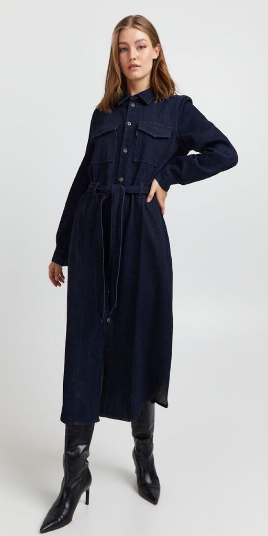 Women The Secret Closet | Pulz Rosia Denim Dress In Dark Blue