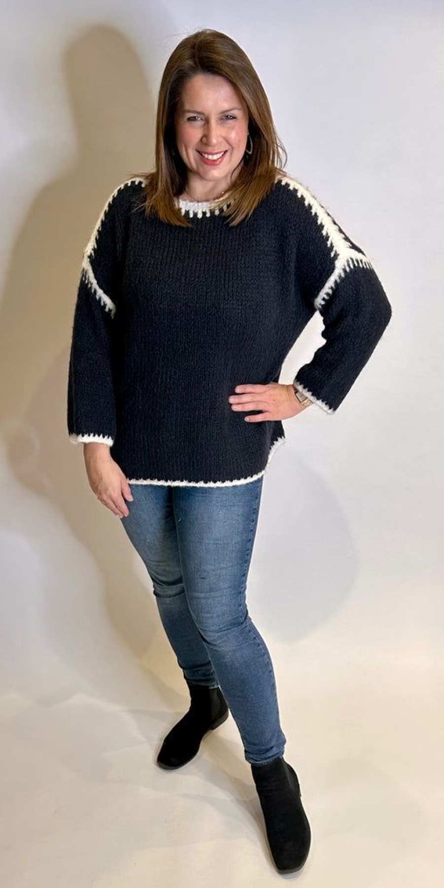 Women The Secret Closet Tops | Boatneck Blanket Stitch Knit