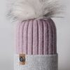 Women The Secret Closet | Luxy Harley Faux Fur 2 Tone Cable Hat In Mauve & Grey