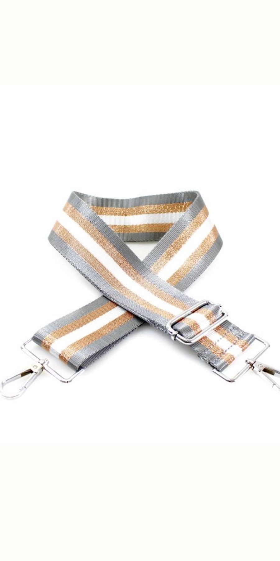 Women The Secret Closet Bags | Bag Strap In Metallic Stripe Grey