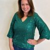 Women The Secret Closet | B Young Solia V Sequin Top In Ultramarine Green