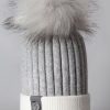 Women The Secret Closet Hats | Luxy Harley Faux Fur 2 Tone Cable Hat In Grey & White