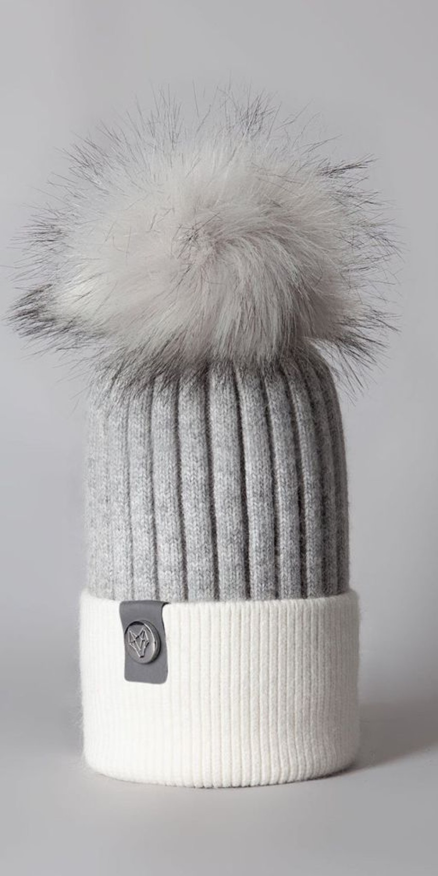 Women The Secret Closet Hats | Luxy Harley Faux Fur 2 Tone Cable Hat In Grey & White